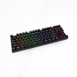 Mechanical Keyboard USB Wired Ergonomic Backlit Mechanical Feel Gaming Keyboard with Aluminium Alloy Panel