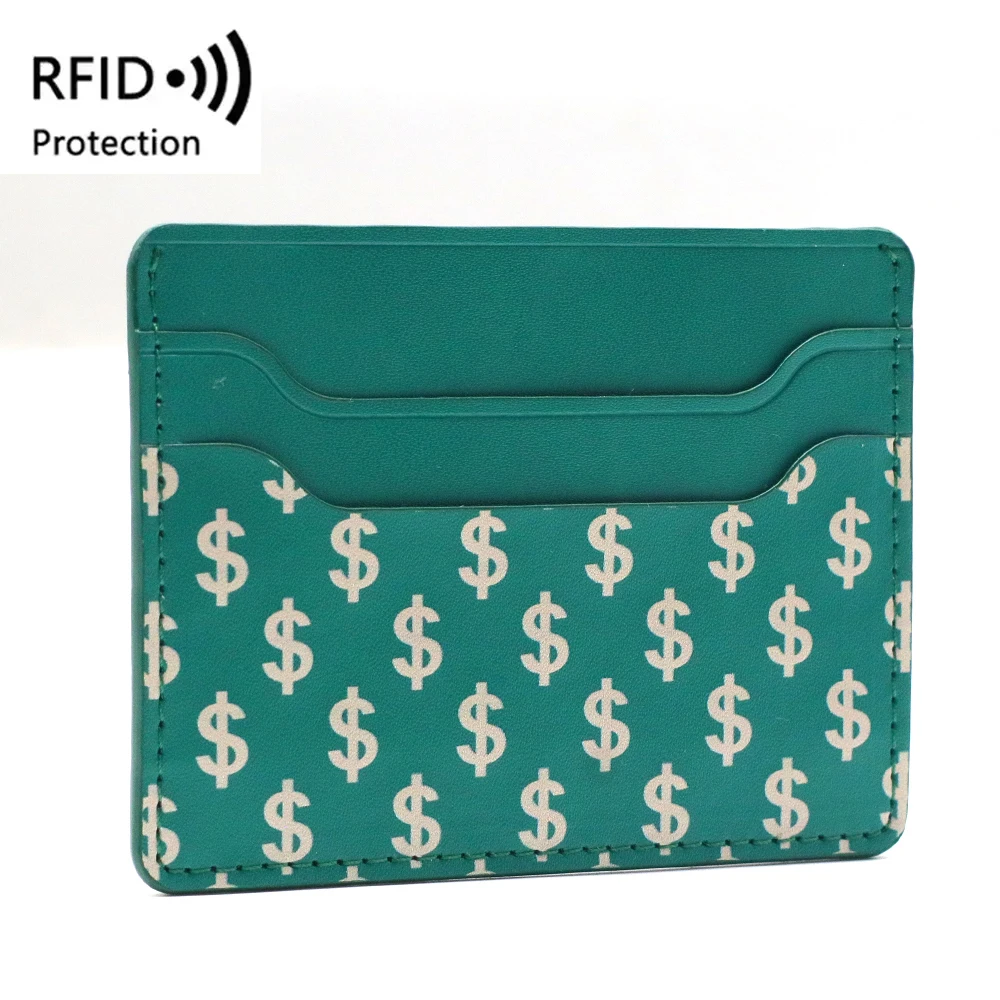 Customized Man Women Leather Purse Minimalist pu Leather Wallet Slim RFID Blocking Cardholder Fashionable ID credit card holder