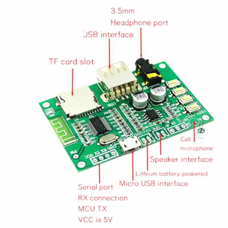 BT201 Dual Mode 5.0 BT Lossless Audio Power Amplifier Board Module Tf Card U Disk Ble Spp Serial Port Transparent Trans