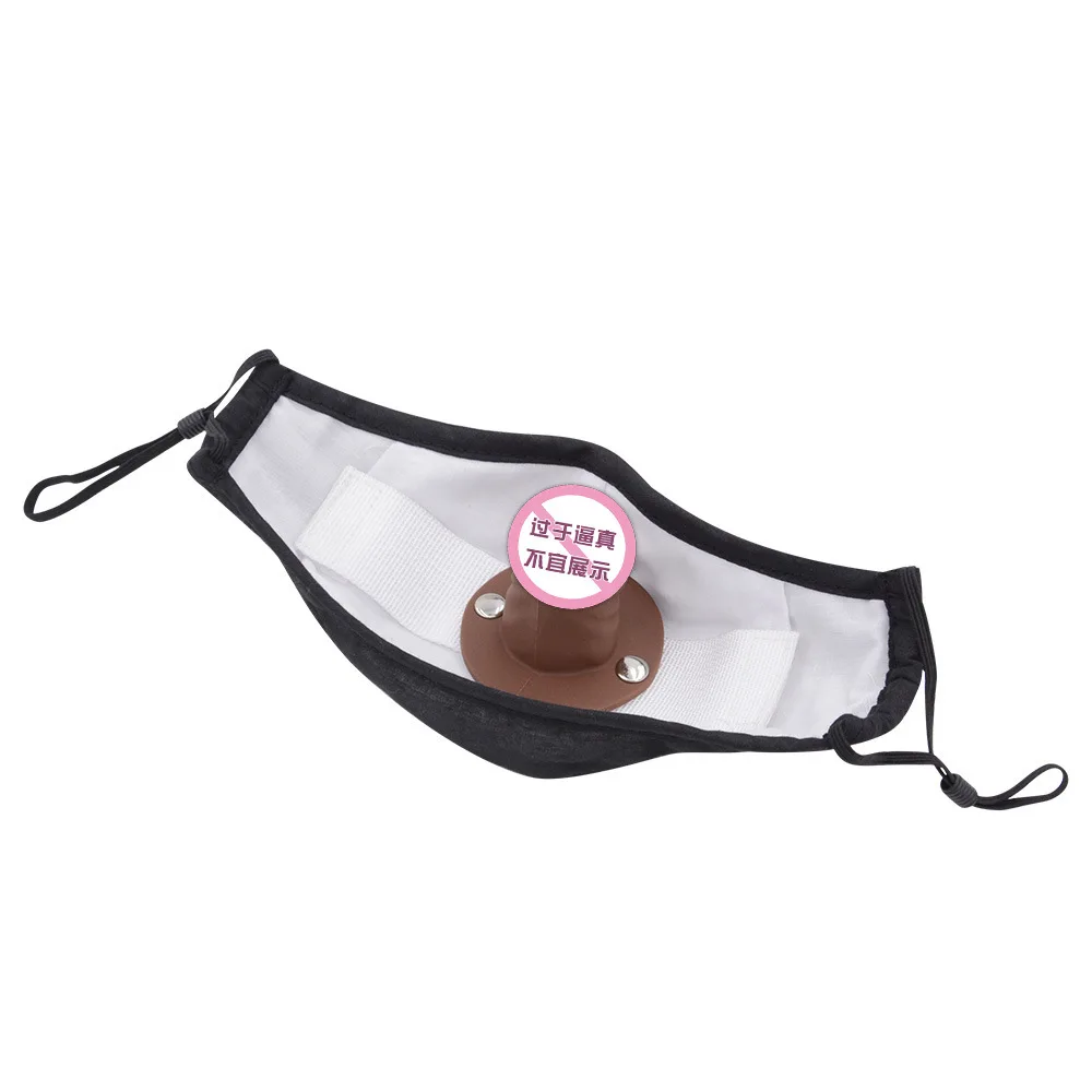 Silicone Penis Plug Dildo Gag Fetish BDSM Bondage Sex Toys for Woman Adult Game Black Mask with Removable Open Mouth Gag