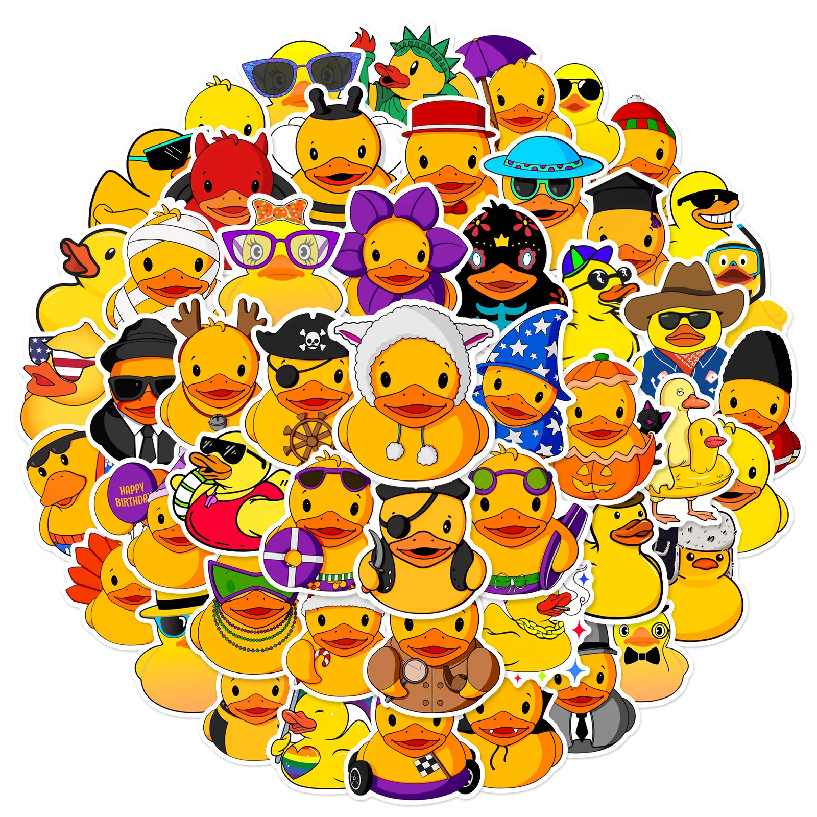 50Pcs Cute Animals Ducks Unlimited Cartoon Cool Decals Graffiti Vinyl Kawaii Waterproof Yellow Rubber Duck Stickers