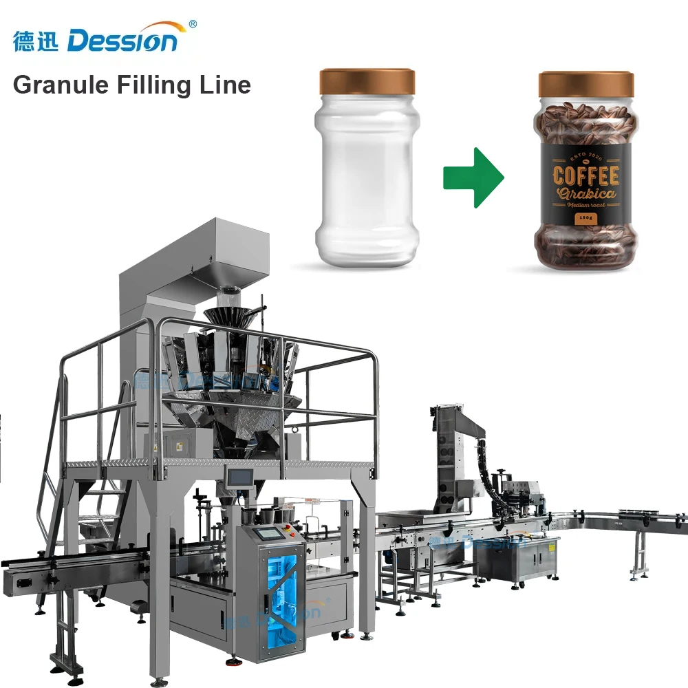 Factory Price Automatic Weighing Bean Plastic Jar Filling Capping Machine Green Bean Grain Rice Bottle Filling Machine Line
