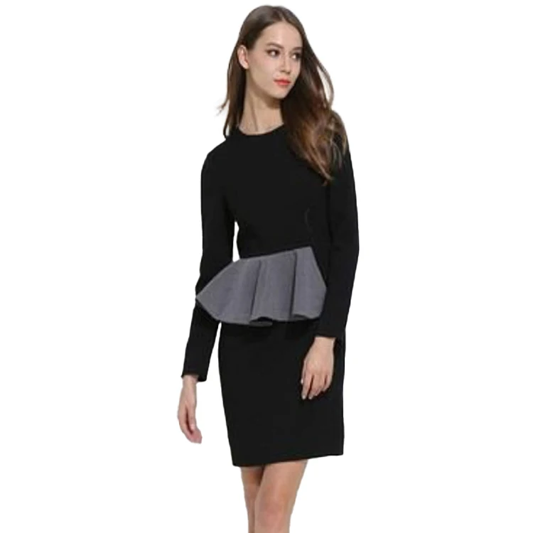 Women Long sleeve Ruffled Round neck Mini Sexy Casual Dresses