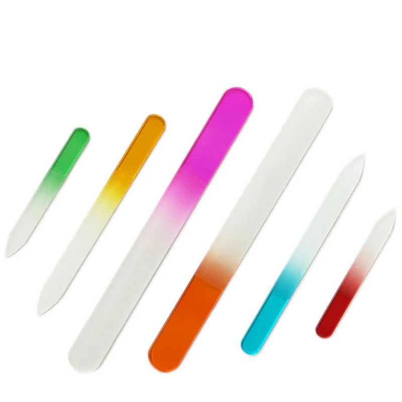 High Quality Glass Nail File with Case Double Sided Etched Glass Filer Glass Nail File Custom Nail Tool