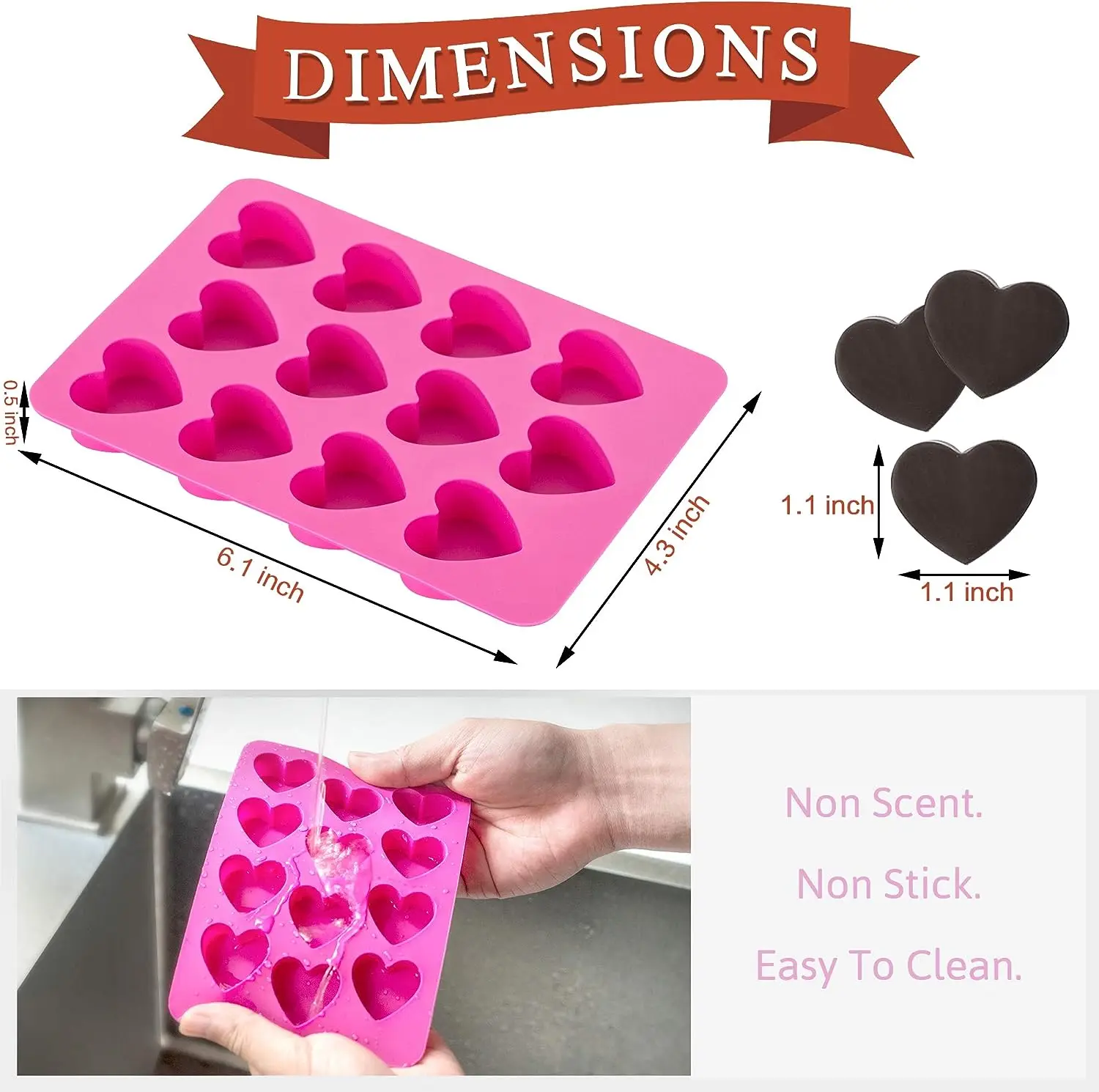 Heart Shaped Silicone Molds for Resin Art Hard charms Soft Candy Chocolate Jello Gummy  Soaps Bomb DIY