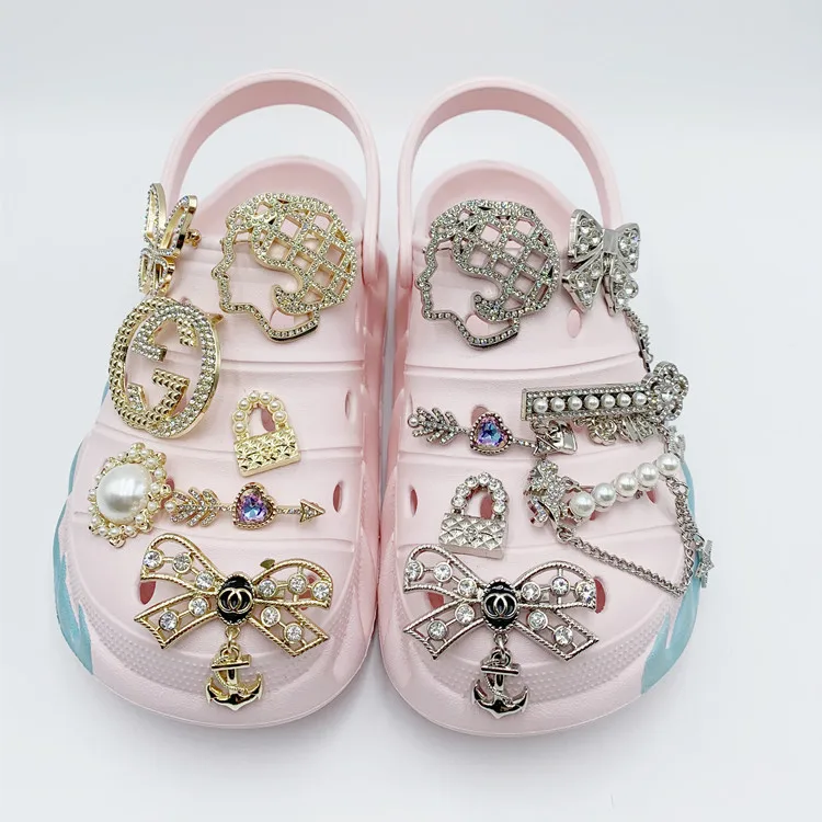 New Arrival HotSale  DIY Metal Designer Brand Luxury Shoe Charms Accessories  for Lady  croc  Shoe Charms Decoration