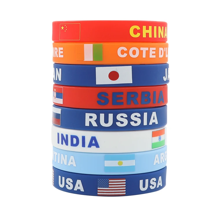 Cheapest Bulk Palestine-Flag-Silicone-Wristbands Silicone Rubber Bracelet Greece Flag Silicone Bracelet
