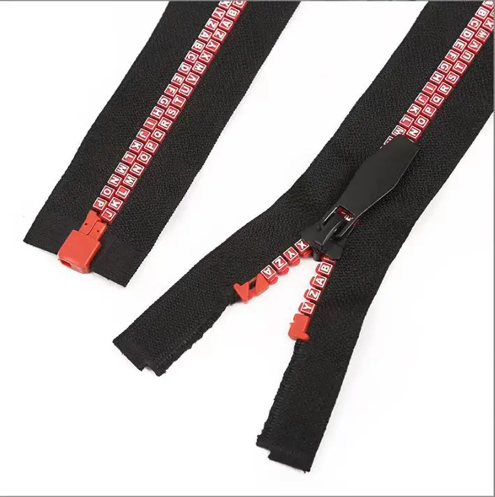 Factory direct sales 5# plastic letter teeth pull down piece open tail zipper for all kinds of fashion clothing home textiles