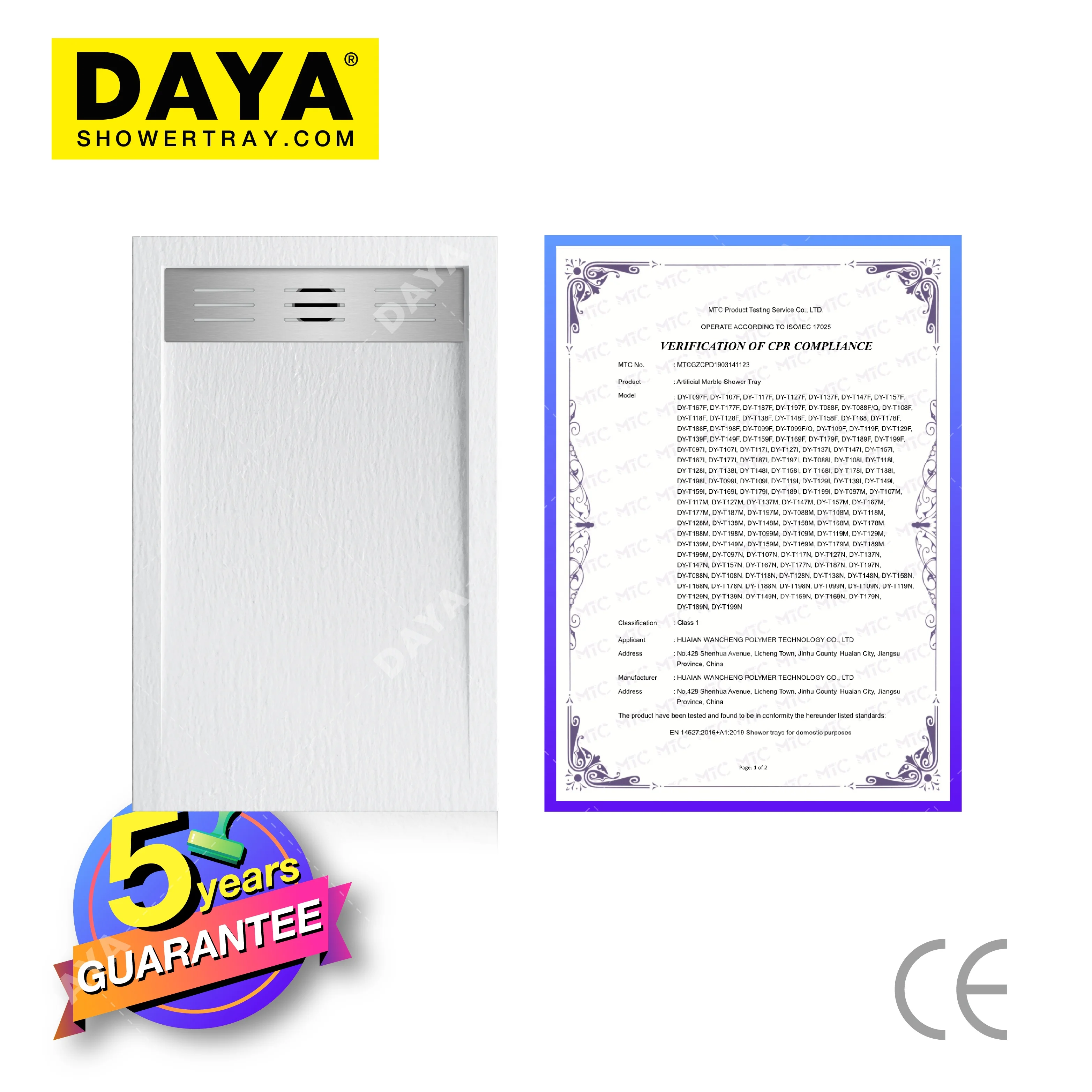 CE Certificated Shower Pan Waterproof Quality Guarantee Shower Pan Durable Perfect Packaging Shower Tray