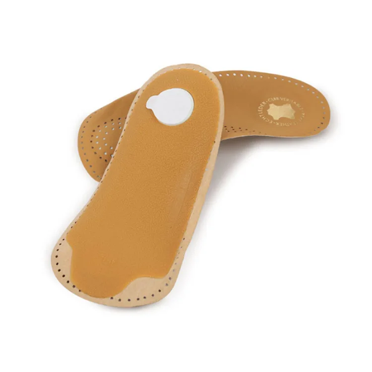 3/4 length genuine leather arch support orthopedic insoles for shoes