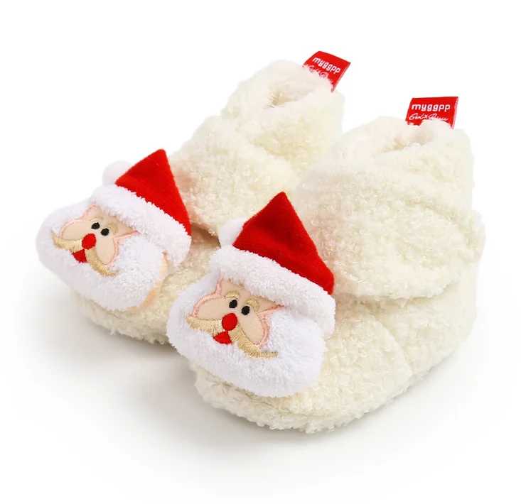 
Christmas Santa lovely design soft sole winter baby shoes 
