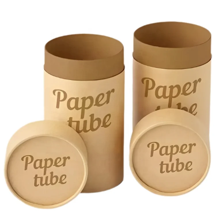 Custom printed cylinder cardboard round Kraft box craft coffee bean paper tube packaging for tea package