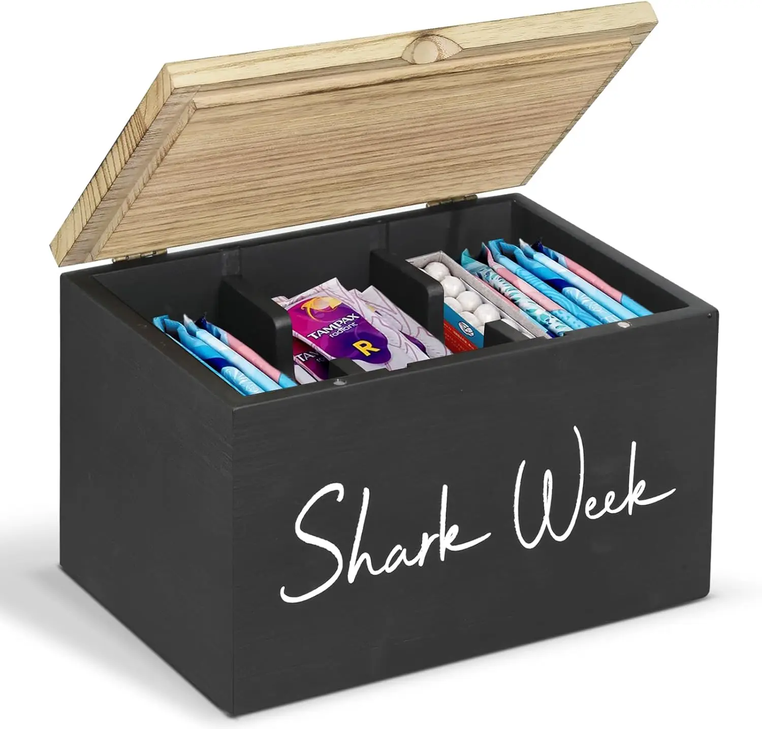 Bathroom Accessories Small Storage Box Wooden Feminine Product Shark Week Tampon Storage Organizer Tampons Holder for Bathroom