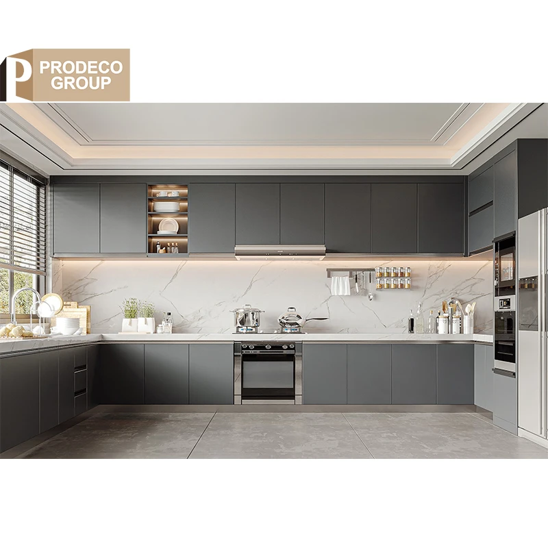 Prodeco Furniture Local Indoor Maple Dark Blue Kitchen Cabinets with Island for Project