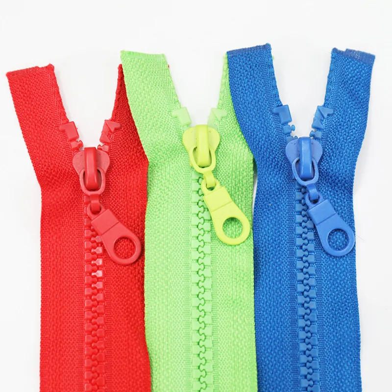 Plastic jacket zipper No 5 Open End Resin zipper Customized Size and Puller by the manufacturer