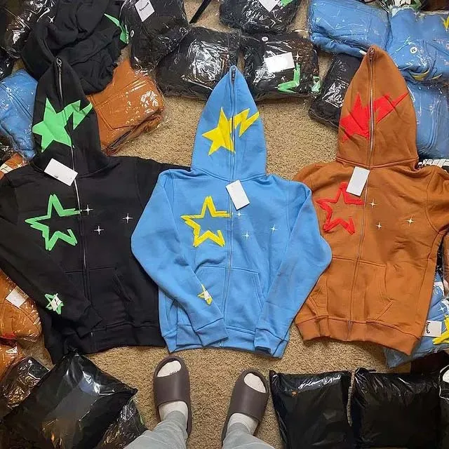 Custom Heavyweight Fleece Cotton Embroidery Full Zip Up Hoodie