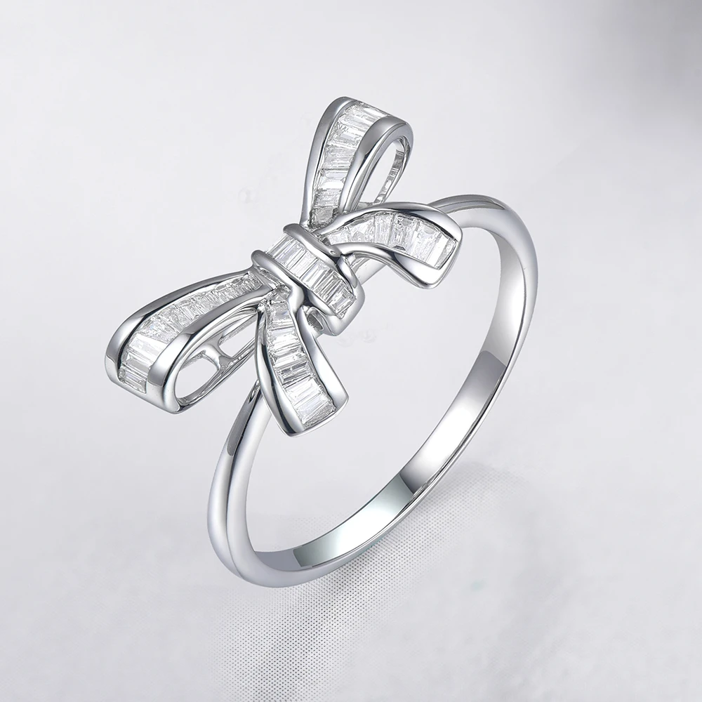 
Sun Star Custom Made 18K Gold Jewelry Ring Bowknot Design Diamond Baguette Cut Engagement Ring For Women 
