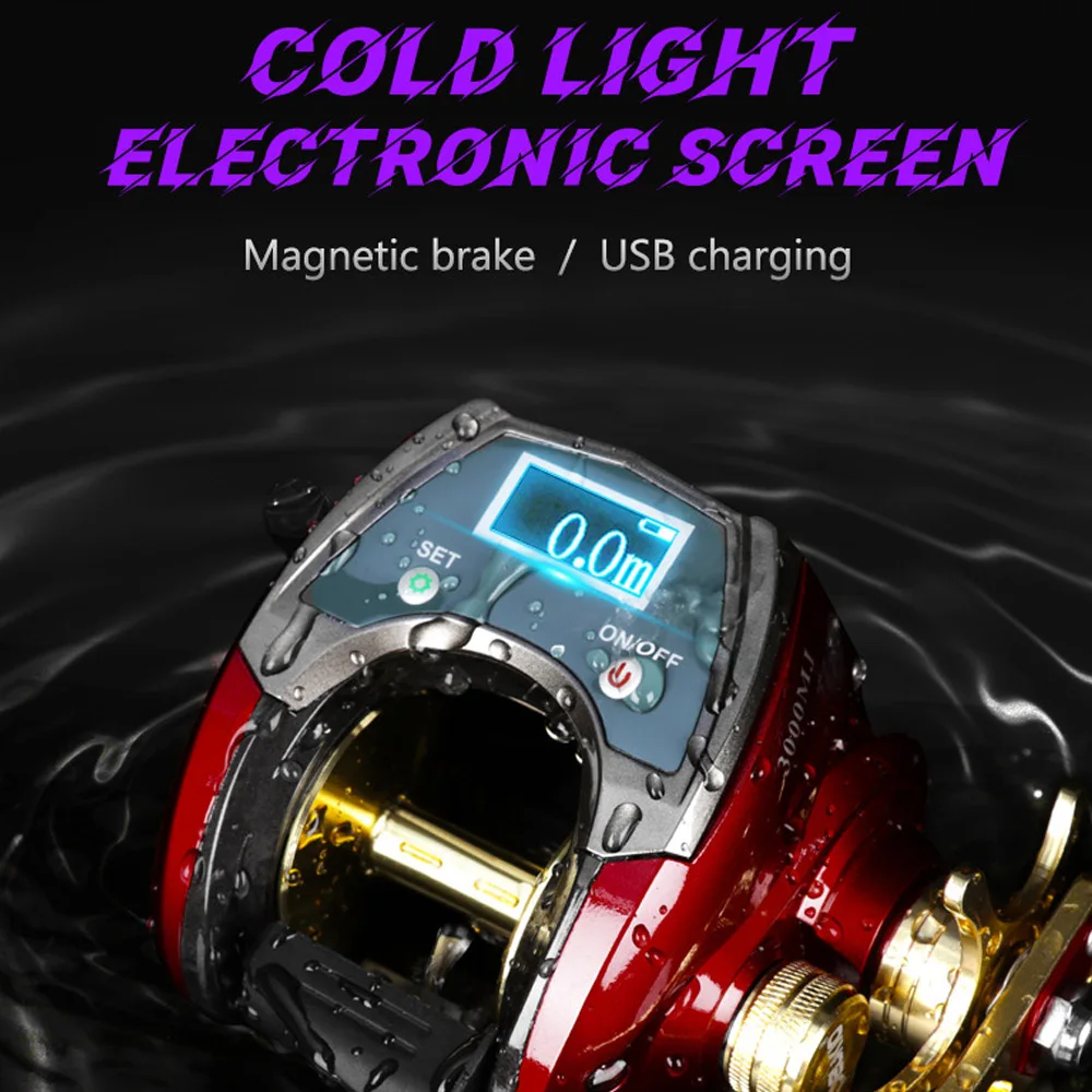 JOHNCOO Digital Display Baitcasting 6.4:1 Max Drag 10kg 6+1BB Deep Casting Fishing Reel Longcast Seawater Fishing Wheel