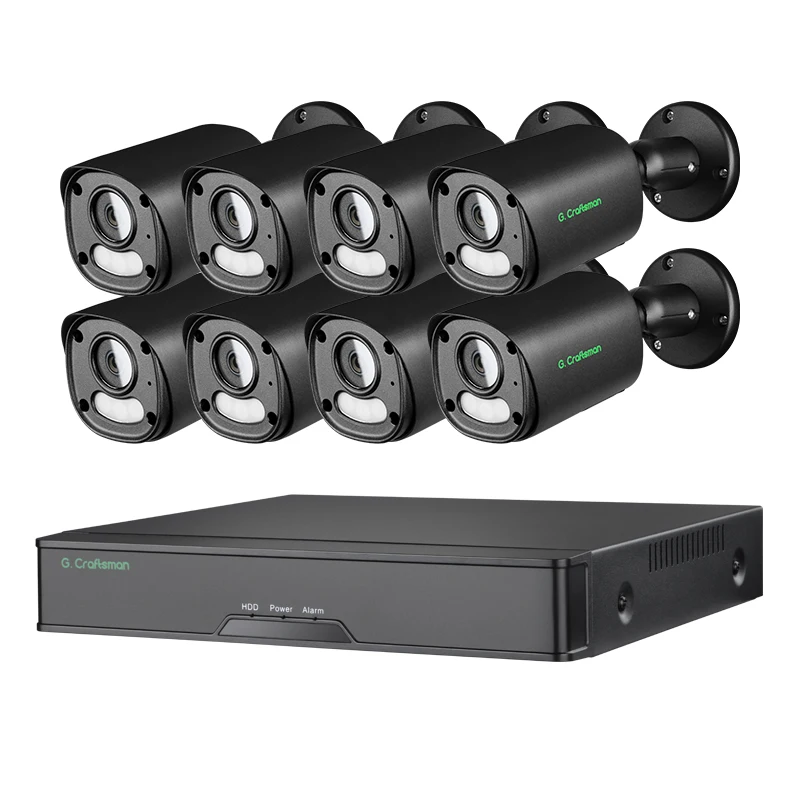 GX-YUFI-M5C-K8 Gcraftsman, оптовая продажа, 8-канальная наружная Водонепроницаемая 5MP IP POE системы видеонаблюдения, комплект камер NVR по низкой цене