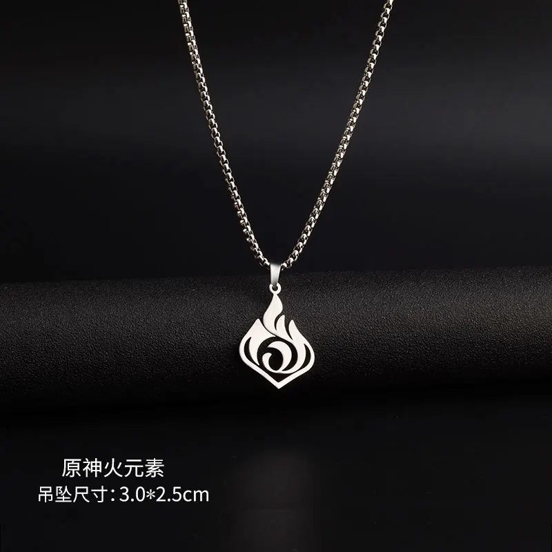 Genshin Impact Vision Necklace Stainless Steel Necklace 50cm Chain Length Seven Elements Hydro Dendro Electro Geo Pyro Anemo Cry
