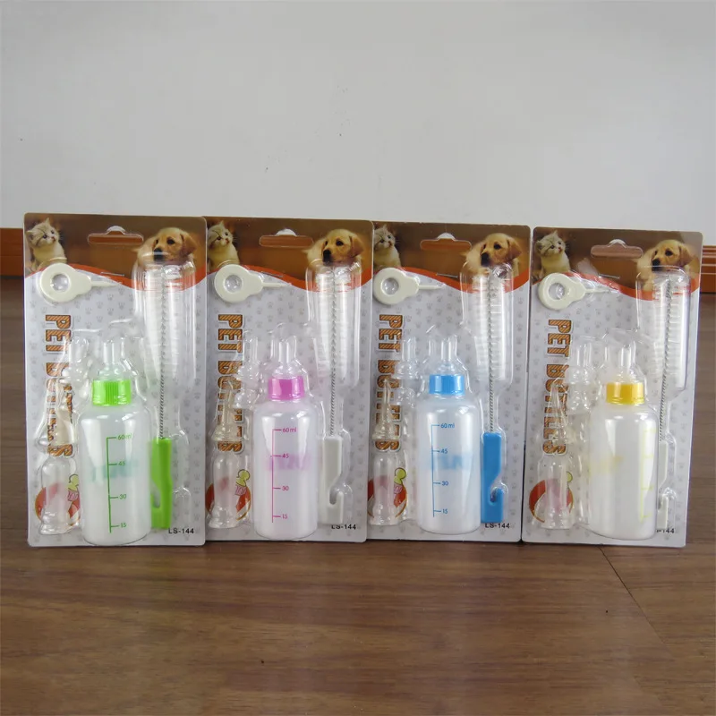 Cat Puppy Milk Water Nursing Bottle Waterer Feeder Kit With Extra Nipples and Brush