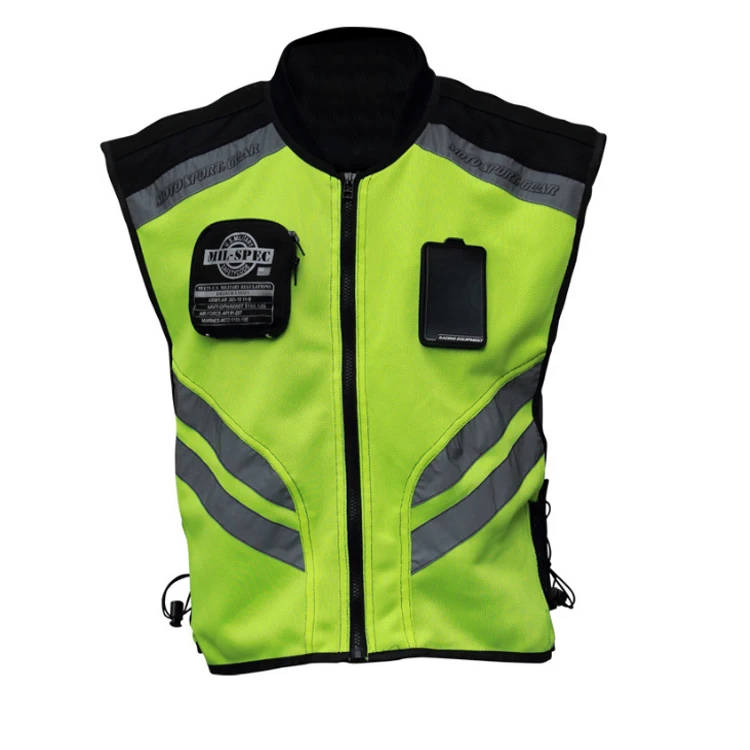 Custom Logo  Motorcycle Reflective Vest Motorbike Cycling  wear Warning High Visibility Vest for personal protection with zipper