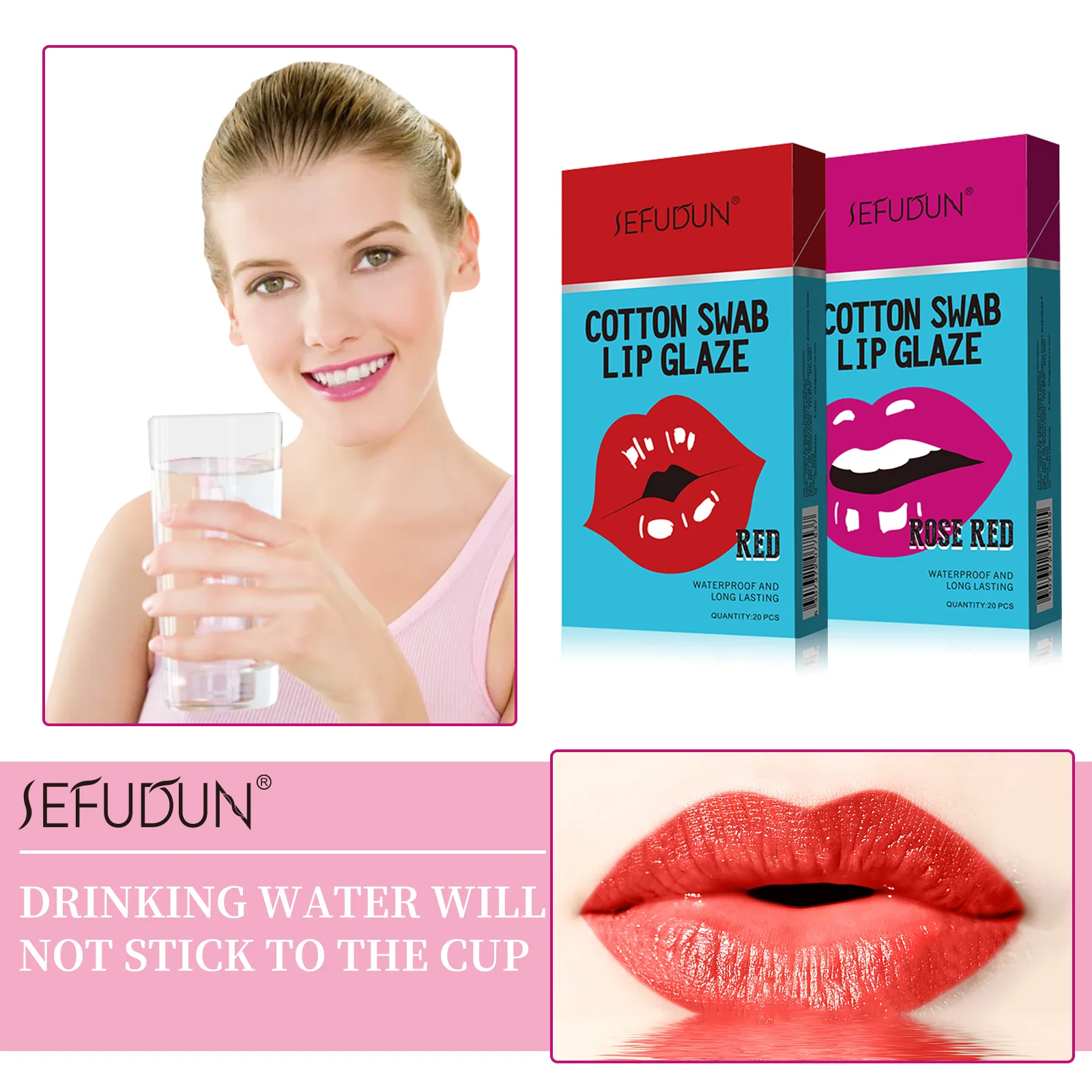 SEFUDUN Wholesale Novelty Cigarette Case Waterproof Long Lasting Non-stick Velvet Girls Tinted Cotton Swab Lip Gloss