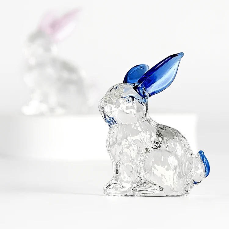 Оптовая продажа Мини фигурки хрустальных кроликов персонализированные стеклянные со знаками
