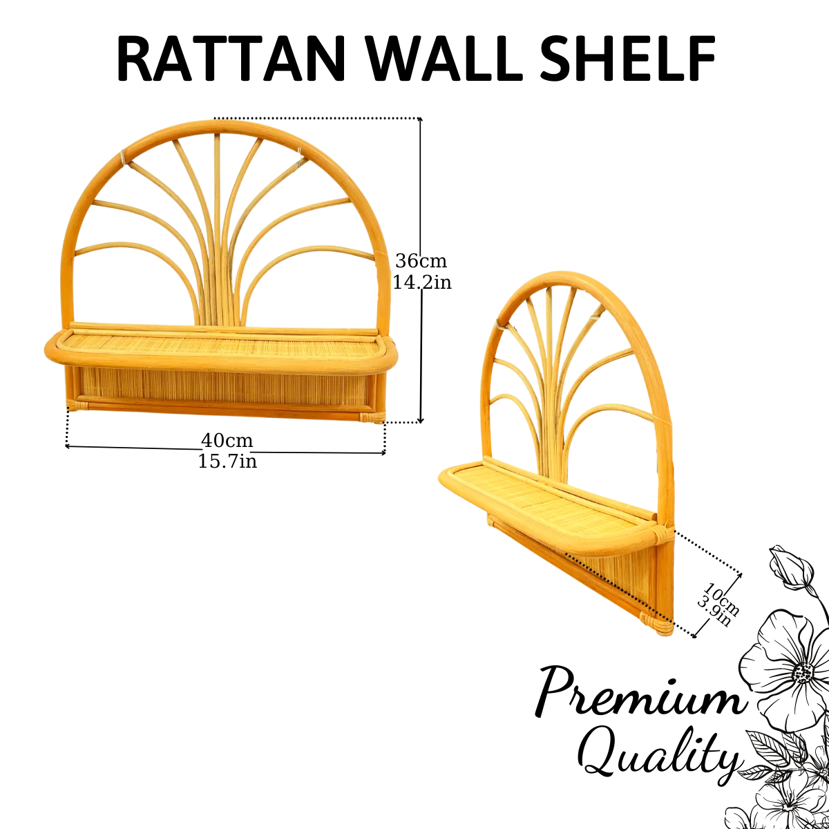 Premium Quality Natural Color1 Tier Wall-Mounted Arch Shelf Combined With Bamboo Surface From Vietnam