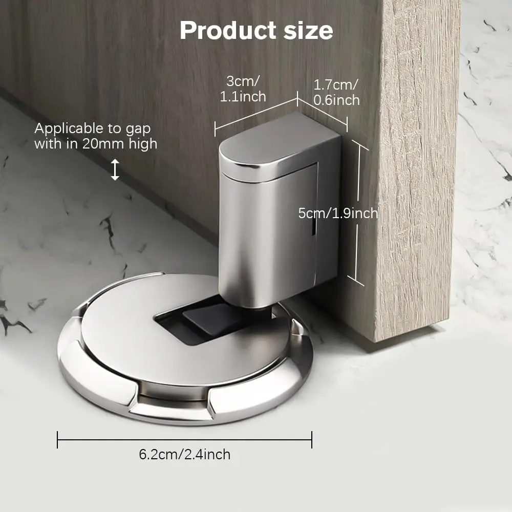 Magnetic Door Stopper Punch-Free Mechanical Silent Floor Door Stop Heavy Duty Adjustable Door Stop Catch Holder