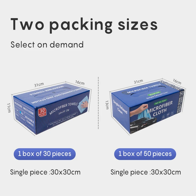 Strong Absorption Quick Dry Customizable Microfiber Cleaning Cloth Disposable Rags Reusable Lint Free Towel with Dispenser Box