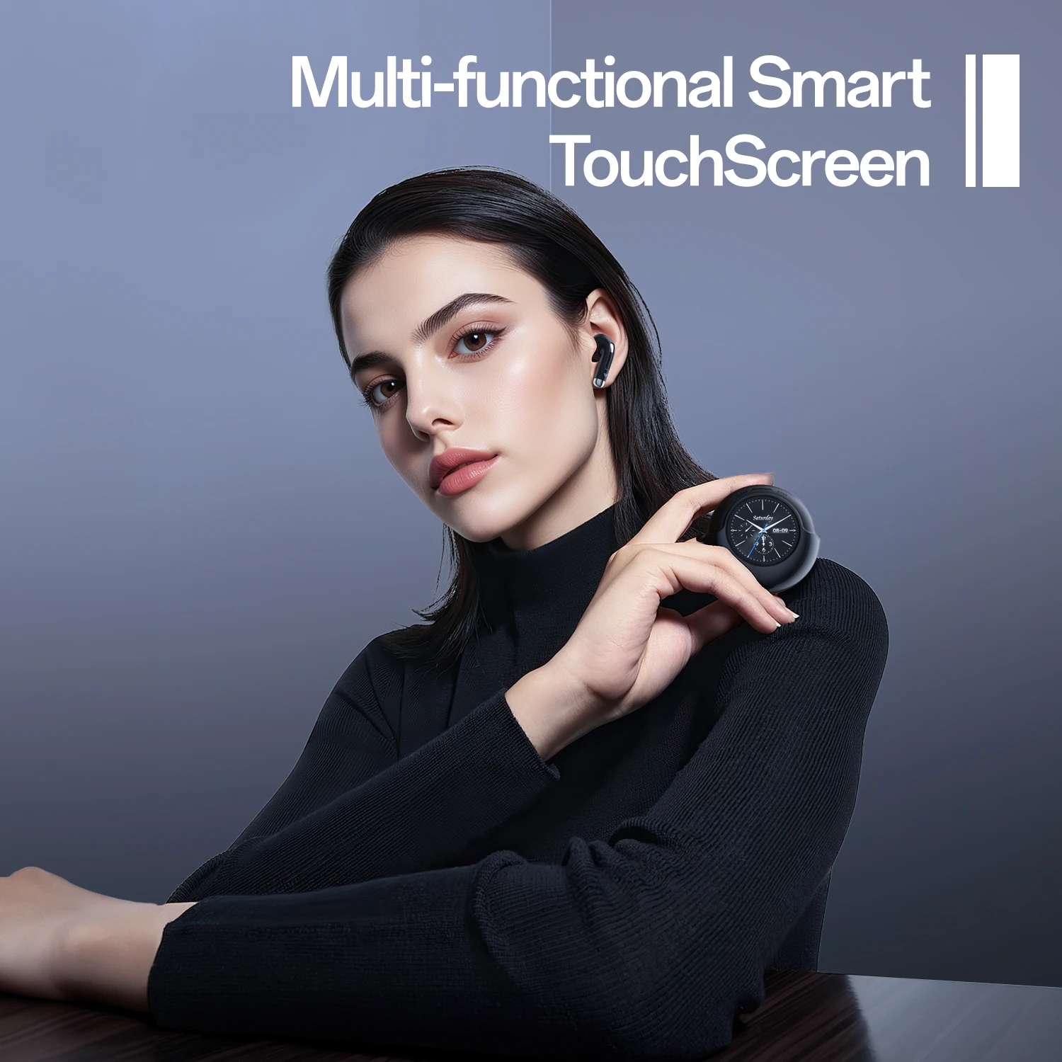 Weofly Lifefits 1.28inch Touch Screen  Pro Smart In-Ear Earphone With ANC Blue tooth 5.4 Wireless Stereo Sound Earbuds headphone