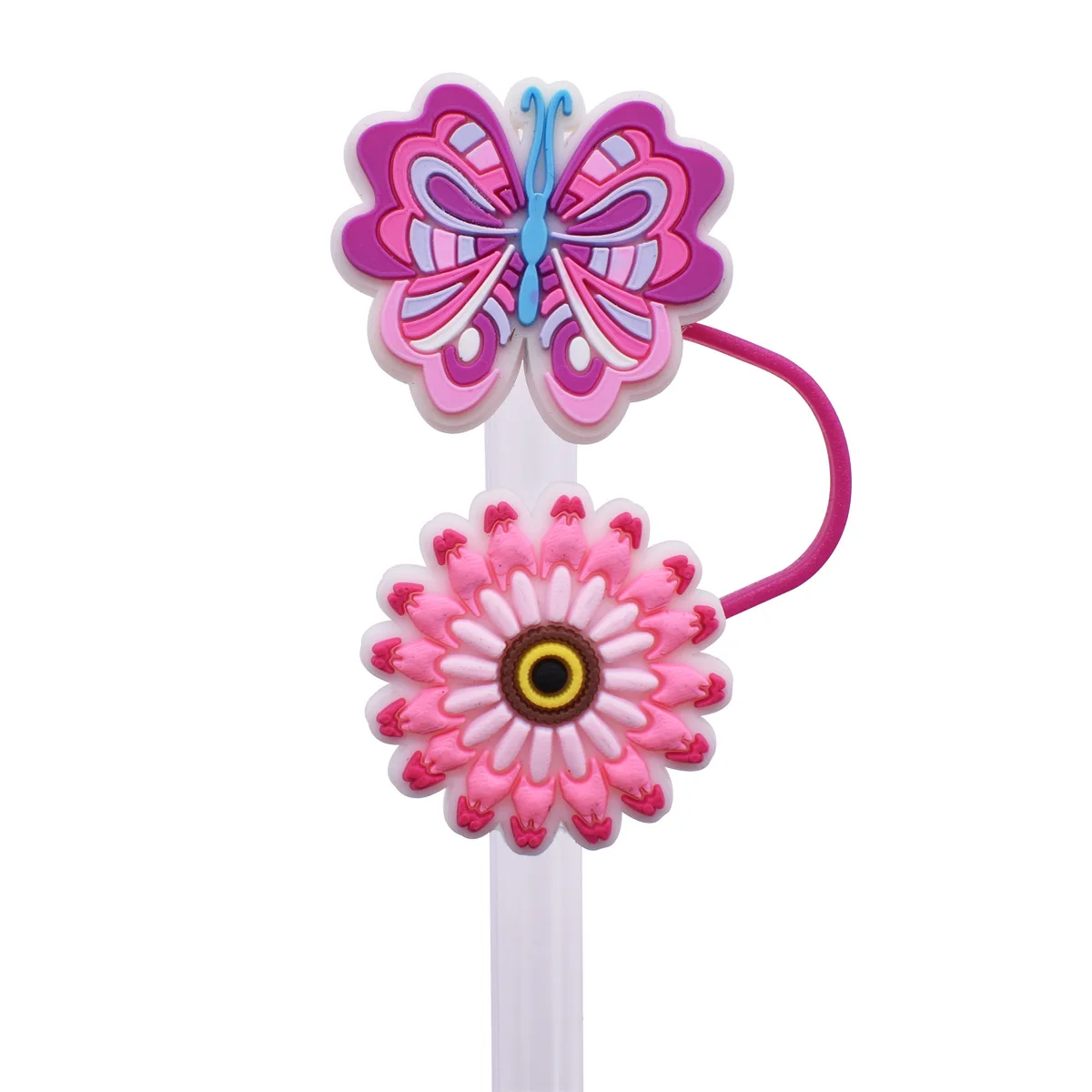 8MM Butterfly Flower Straw Cover Glass Cap Pearl Milk Tea Protective Cover Straw Cup Accessories Universal Dustproof Straw Cap