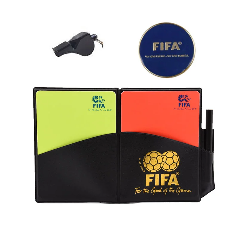 Soccer Referee Cards with Coin Whistle Keychain Red Card and Yellow Card Tool Football Referee Kit Outdoor Survival Equipment