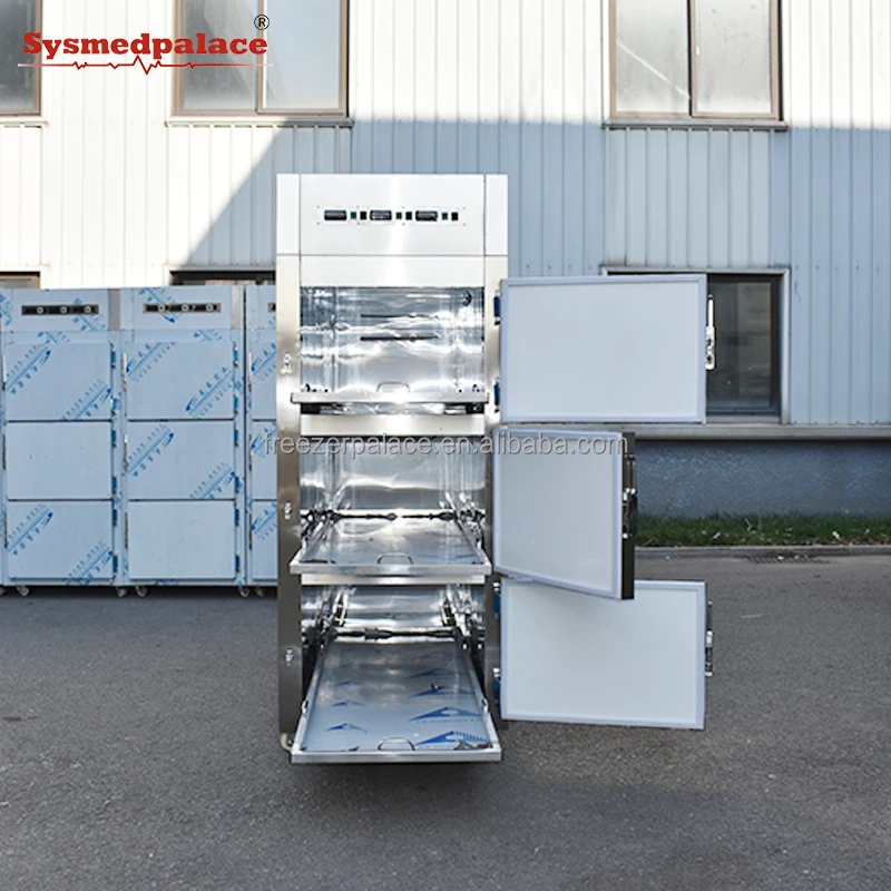 Freezerpalace nice price funeral home 3 bodies mortuary refrigerator Morgue cabinet cot funeral refrigerator freezer