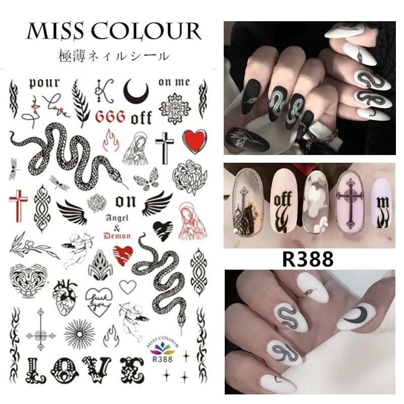 R317- 417miss colour Nail Decals Sticker Charms Black Lace Flower Leaf Decal Self Adhesive Nail Art Decoration