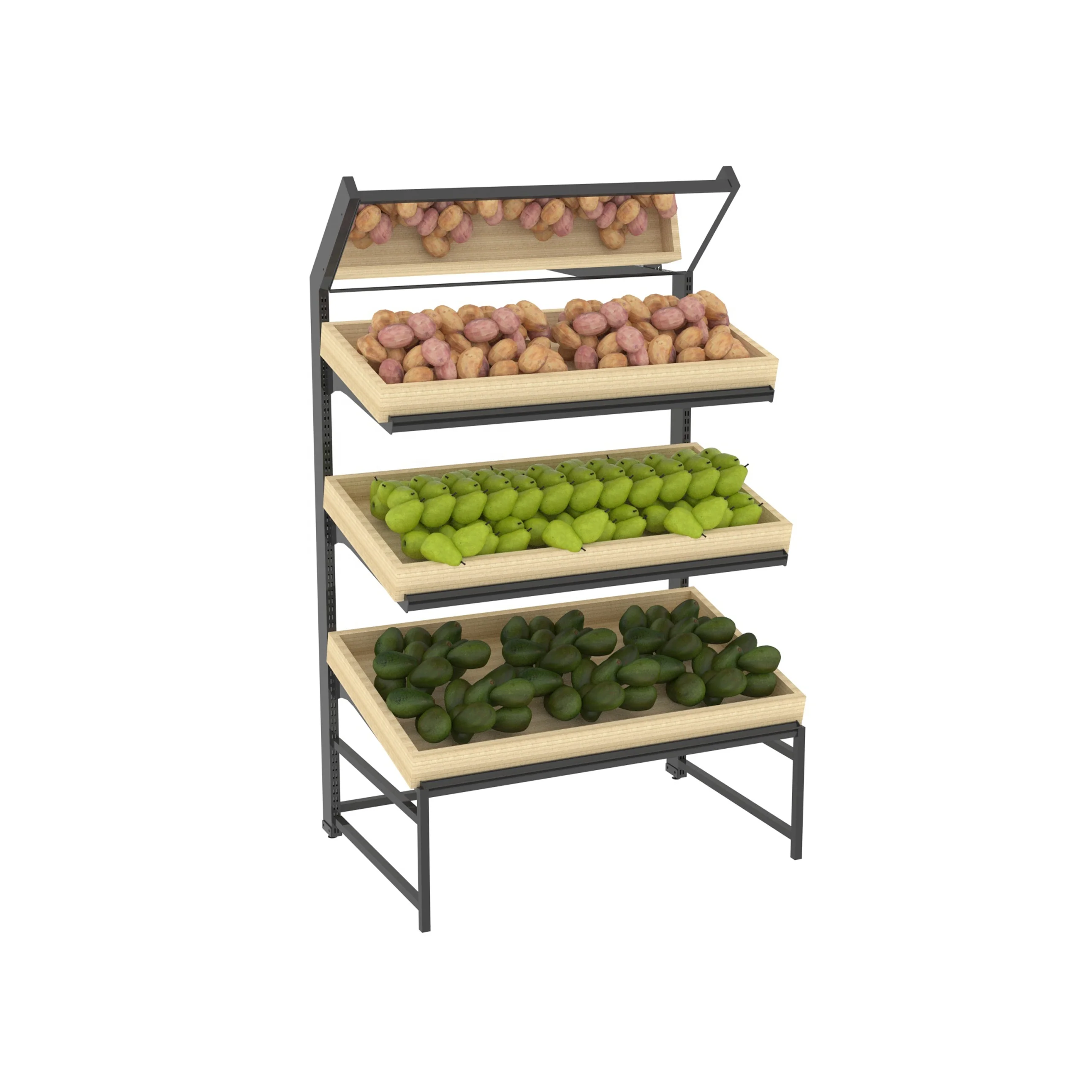 Xinde индивидуальная полка для супермаркета овощей деревянные и стальные витрины фруктов стойка