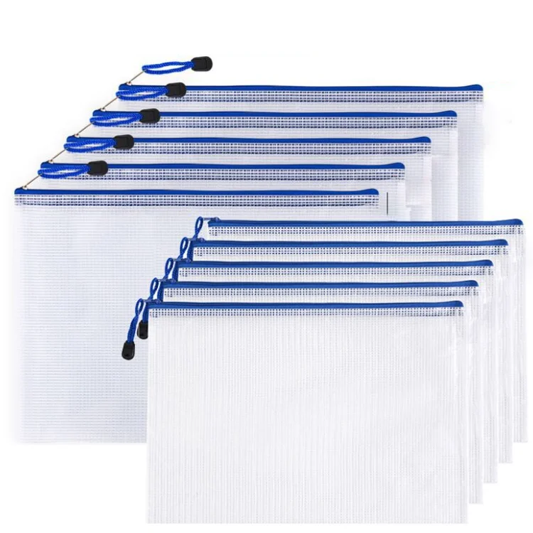 A4 Plastic Zip Wallets Folders Mesh Organization Document Bags Bulk