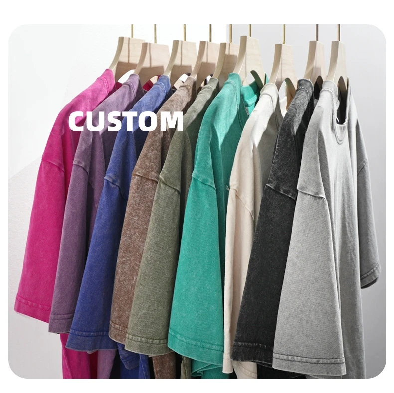 Custom Mens Acid Wash T Shirt 100% Cotton Streetwear Oversized Plus Size Graphic T Shirts Print Logo Vintage T Shirt For Men