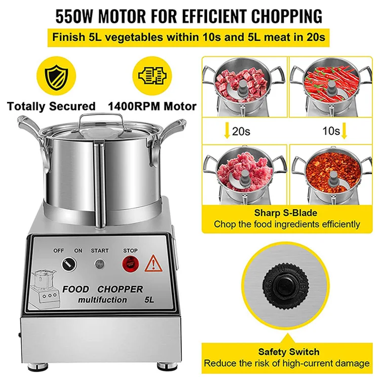 5L 10L 15L Stainless Steel food processor mincer commercial Vegetable meat chopper Grinder mincer cutter