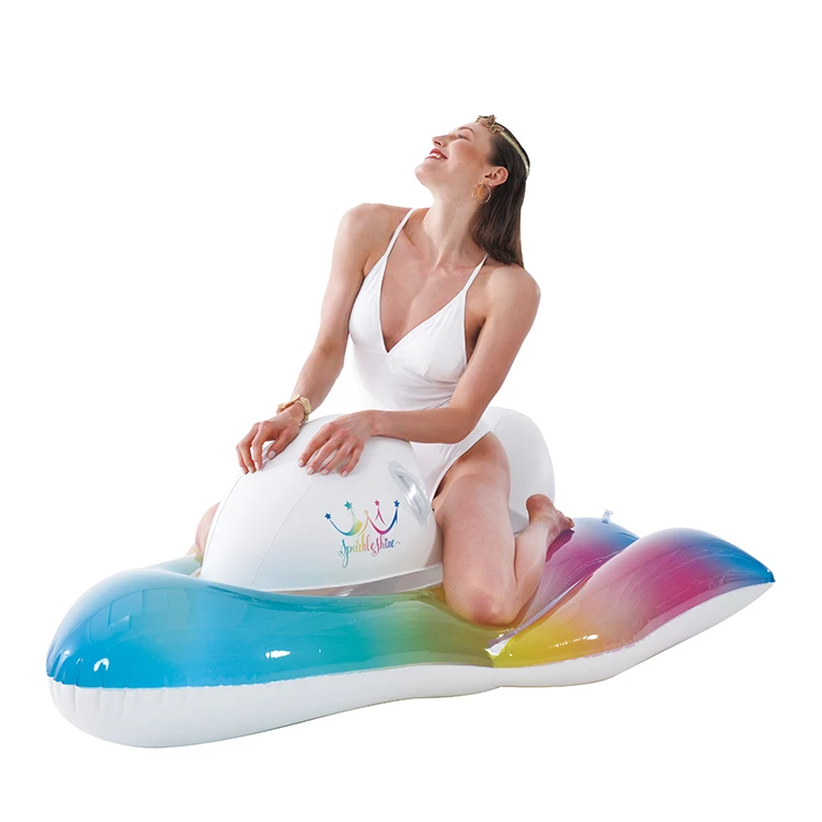 Inflatable Gradient Jelly Water Scooter Rider Outdoor Water Sports Pool Floating Swimming Toys