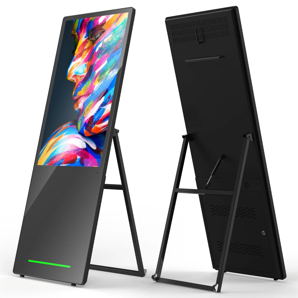 43 inch moveable foldable display media player advertising screen portable lcd digital signage poster