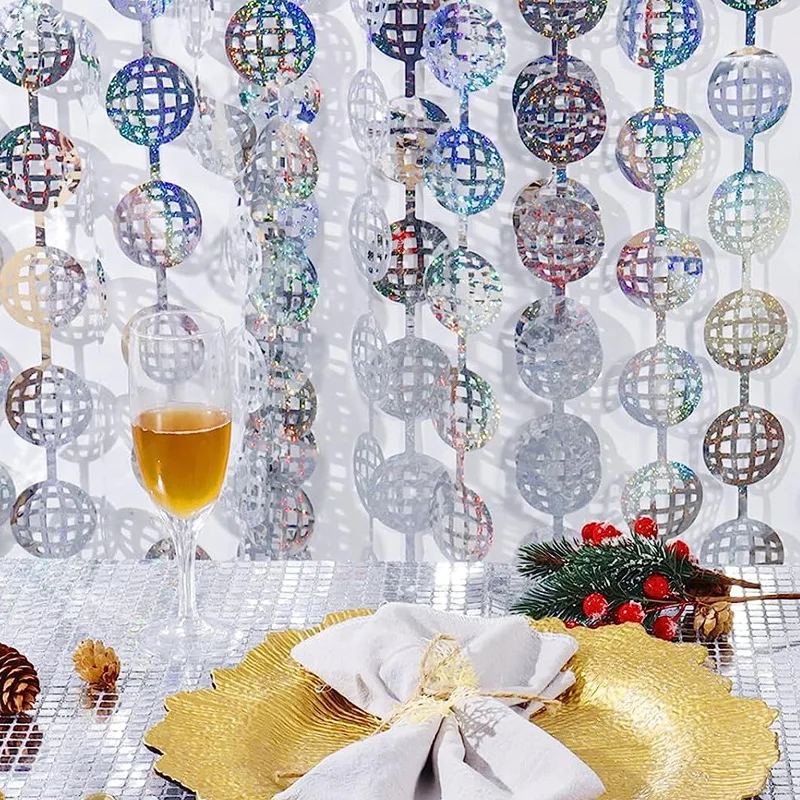 1x2m laser disco ball Foil Fringe Curtains silver disco ball photo booth diamond shape foil curtains for wedding disco party