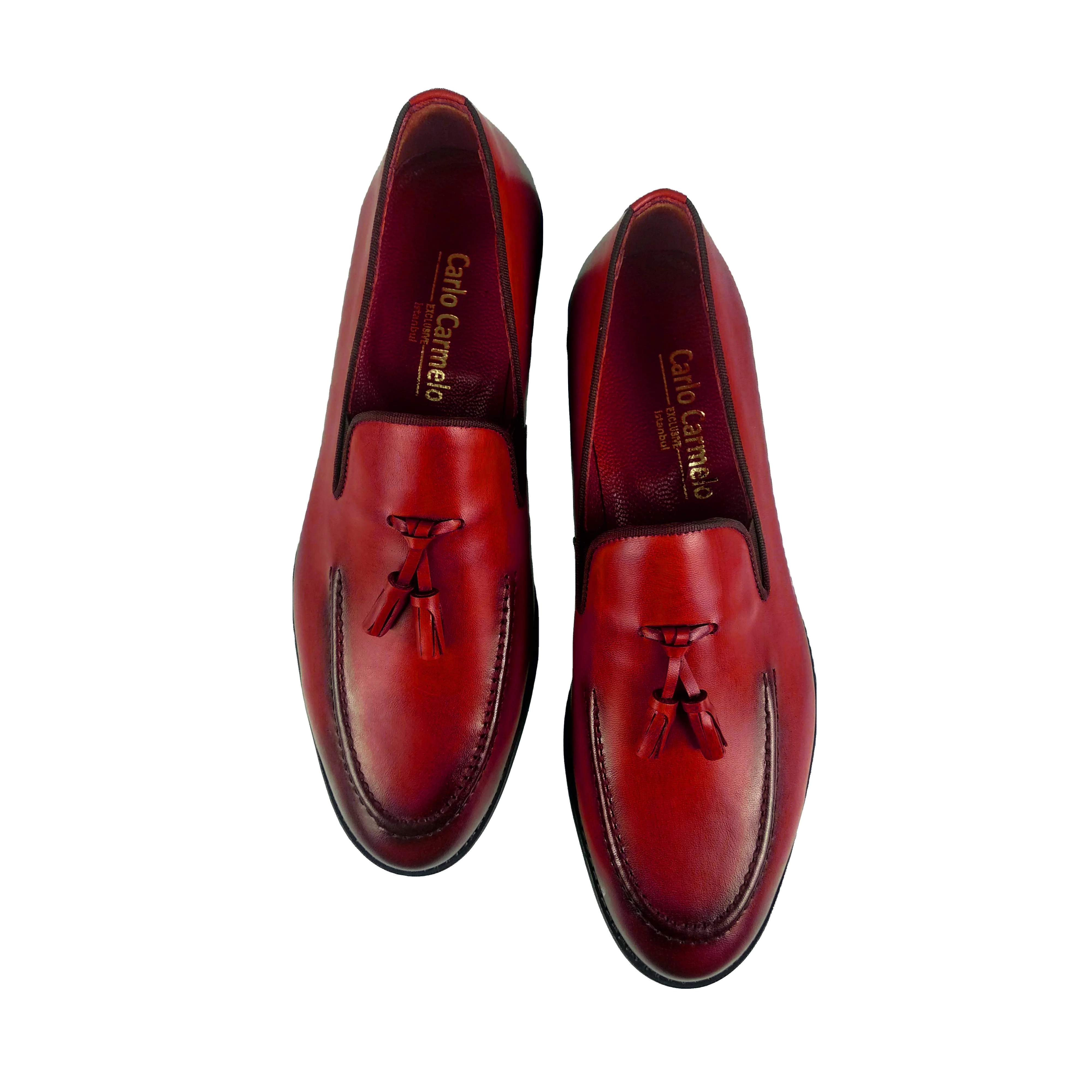 High oualty Red Loafer Men Handmade Genuine Leather Men Dress Shoes Italian Style Formal Oxford Daily Wears