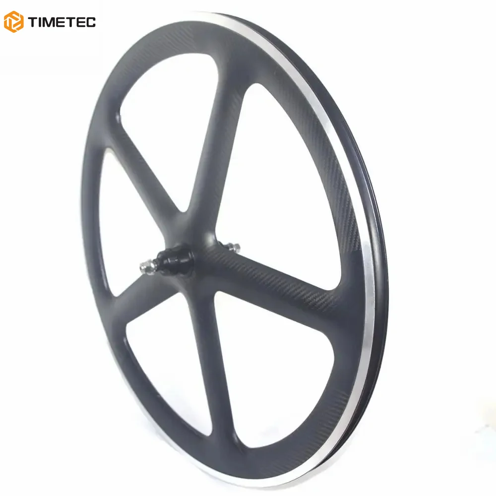 5 Spoke Fixed Gear Track Bike Carbon Wheels Alloy Brake Surface 50mmProfile 23mm Width Single Speed Bicycle Wheel