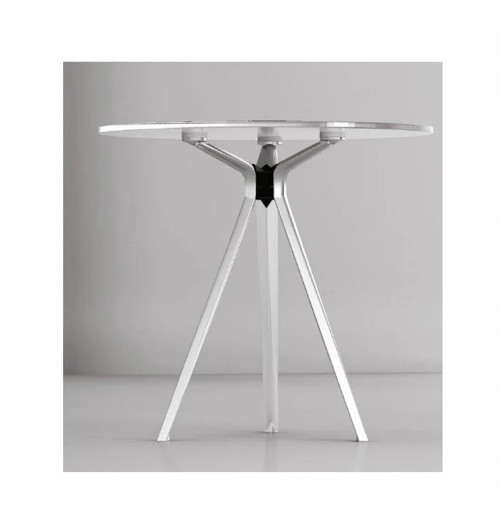Nordic Iron Art White round Stone Tabletop and Black Cross Metal Feet Chinese Style Leisure Negotiation Furniture for Home Use