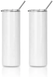 US warehouse wholesale sublimation blanks  white 20oz double wall straight sublimation tumbler coffee mug  with plastic lid