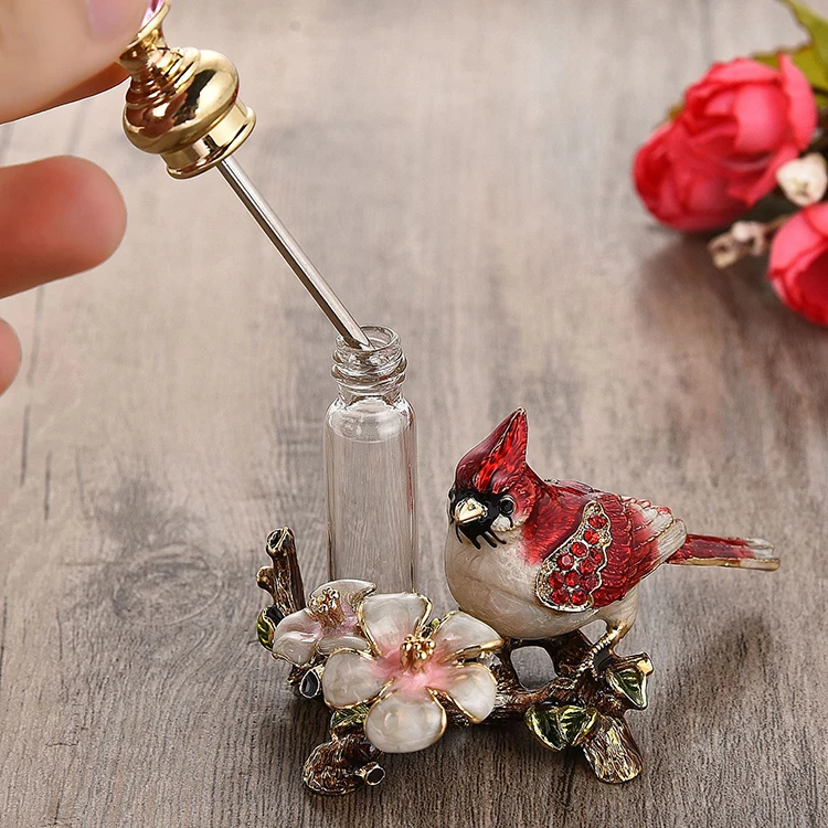 4ml Empty Glass Metal Tube Perfume Bottles Bird Bohemian Waxwing Perfume Arabic Bottles