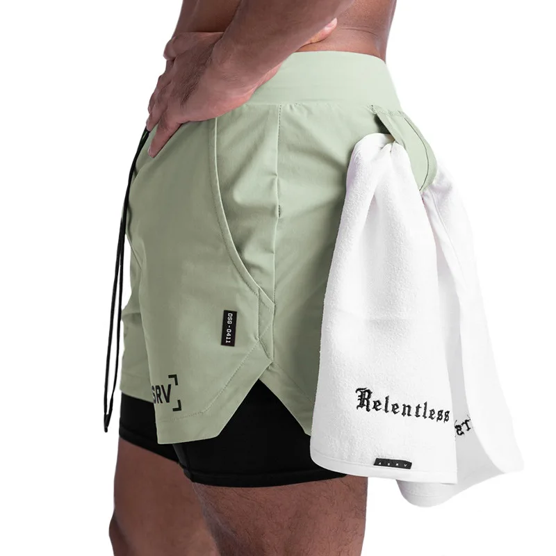 Новые спортивные шорты мужские двухсекционные быстросохнущие Мульти Сумки для бега двухслойные баскетбольные шорты