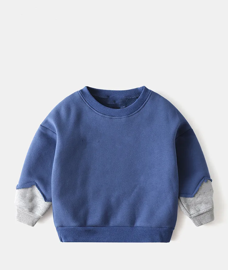 Толстая теплая флисовая толстовка в стиле пэчворк с рукавами для маленьких мальчиков детская толстовка с круглым вырезом из 100% полиэстера Детская осенняя одежда